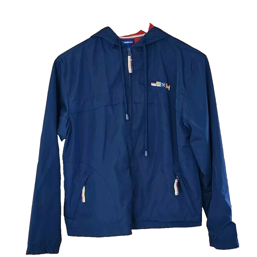 Catalina‎ Zip Up Navy Windbreaker Jacket With Hood Size Sm